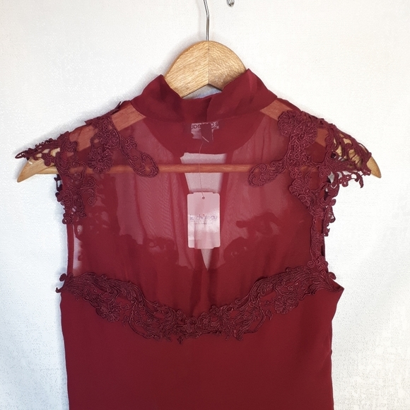 Le Chateau Blouse Burgandy Size Xxs - Picture 6 of 8